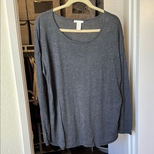 Gray Drop-sleeve Lightweight Sweater